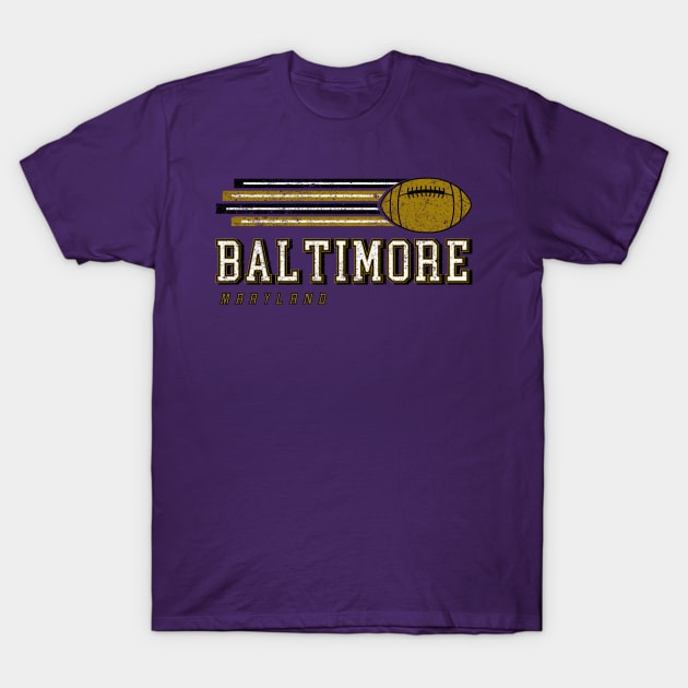 Baltimore Football Retro Vintage Stripes T-Shirt by Ruffeli